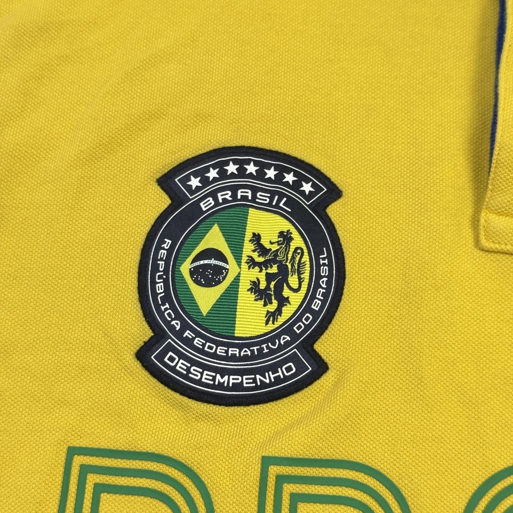 Polo Ralph Lauren Brasil Polo Shirt Mens Large Yellow 100% Cotton Graphic Logo - Picture 6 of 13